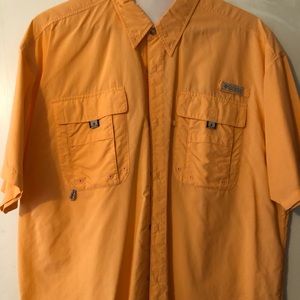 Salmon colored Columbia fishing shirt